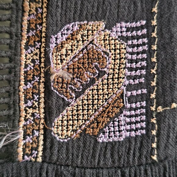 Vintage Free People Rhiannon Black Boho Tunic Mini Dress Size Small - Picture 9 of 11